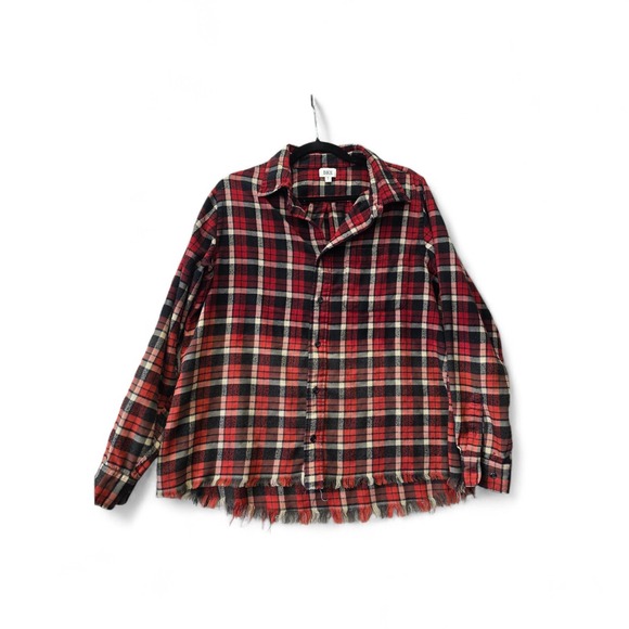 BKE Other - BKE Mens Red Black Plaid Flannel Shirt Raw Fringe Hem BKENY1000 Size M